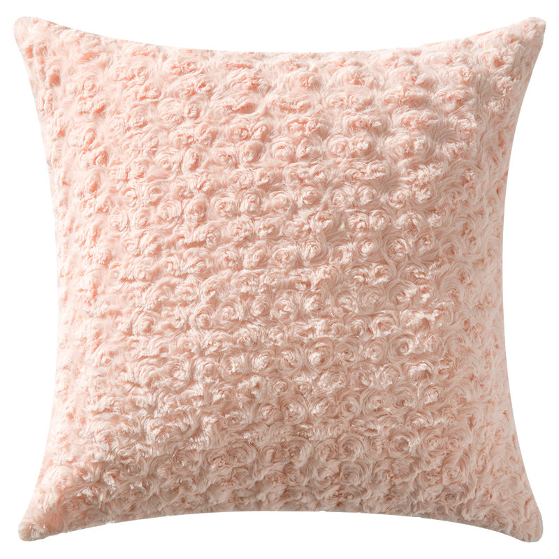Square Faux Fur Pillow Cover, 16"H x 16"W, Pink