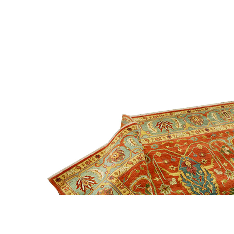 Lamani Wool Oriental Area Rug in Rust/Yellow/Blue