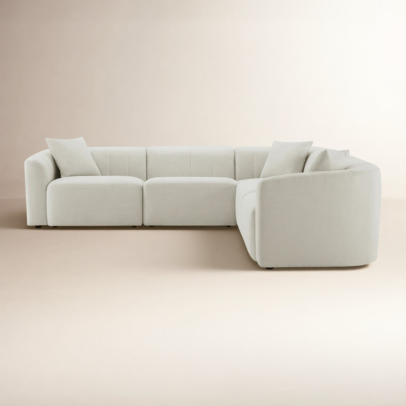 Augustine 5-Piece Modular Sectional with Reversible Cushions, Luna Cream Performance Weave