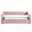 Lit de jour simple rembourré avec lit gigogne escamotable - aucun sommier nécessaire, rose pour chambres d'amis / jeunes