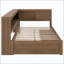 Lit de jour en bois avec tablettes de rangement, USB, DEL et 2 tiroirs-2048610237