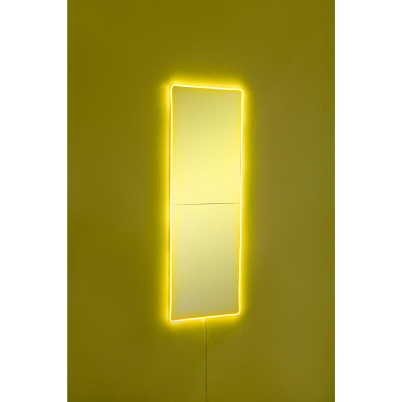 Modern LED Lighted Mirror with Shutterproof Unbreakable Design, 20 x 31.5 Inches | 5 mm Thick Acrylic with MDF Backing, 12V Neon Stripes | Includes 2 Mirror Pieces (20 x 15.7 Inches Each) | Stylish Yellow Accent for Novelty Decor