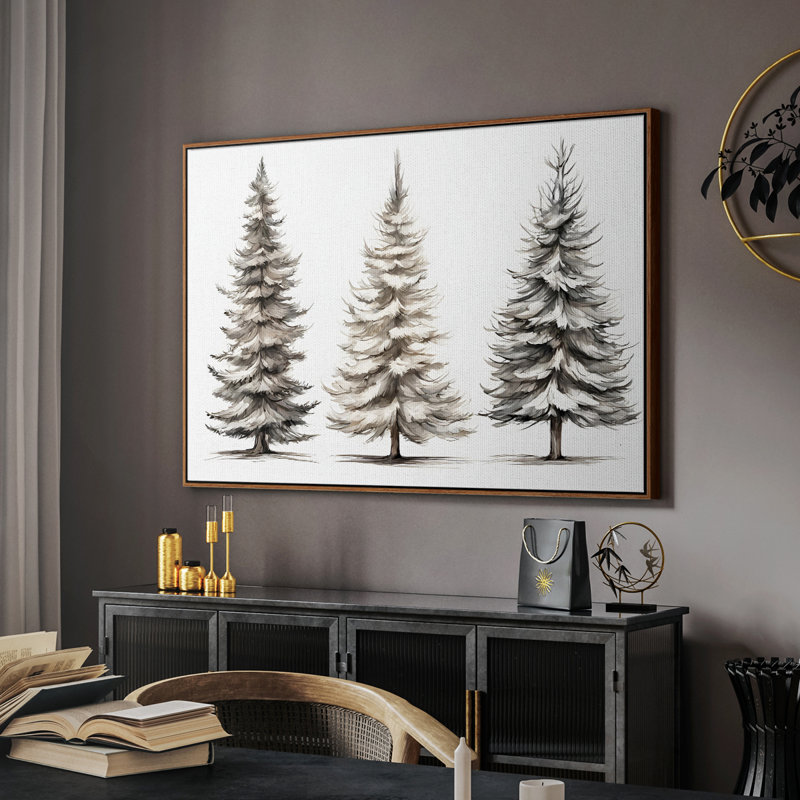 Paysage rétro - CXCIV, H 27 po x l 41 po x P 2 po, Toile encadrée noyer flottant