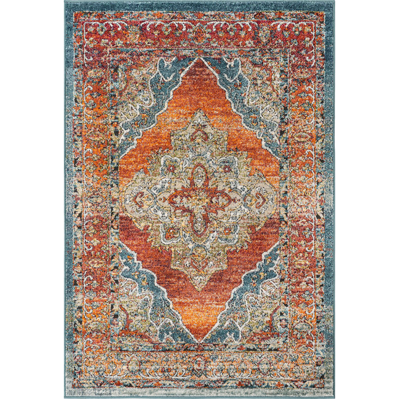 Tapis traditionnel Charian rouille oriental, Rectangle 4 pi x 6 pi