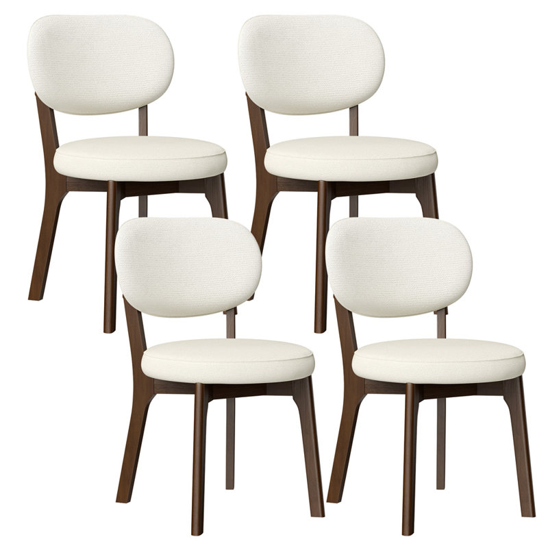 Chaises de salle à manger en bois massif recouvertes de tissu (ensemble de 4)