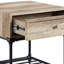 Table moderne en chêne et gris sable avec tiroir pratique et tablette