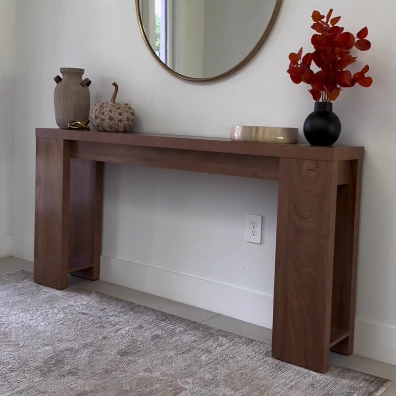 Wabi-sabi-style simple console table, 29.5" H x 63" W x 11.8" D