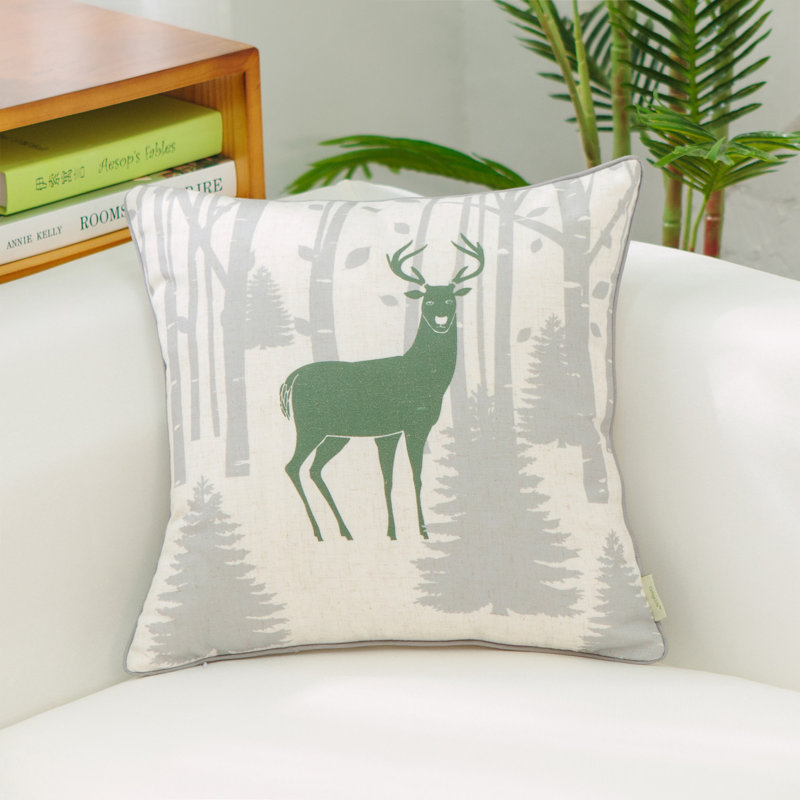 Housse de coussin en bois FOREST TRAIL, Vert, Sans insert - housse seulement