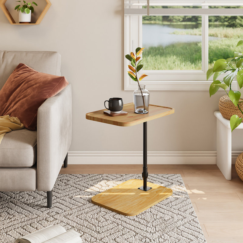 Tray Top Pedestal End Table, Yellow