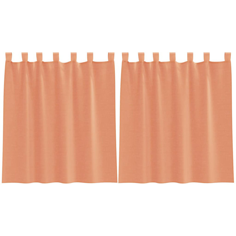 Voile Curtains With Tab Top 2 Pcs, 140cm Width x 140cm Drop, Terracotta