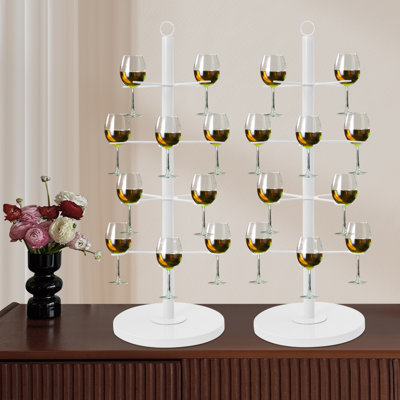 2Pcs Wine Glass Display Stand, Champagne Tower, 4 Tier Cocktail Tree Stand