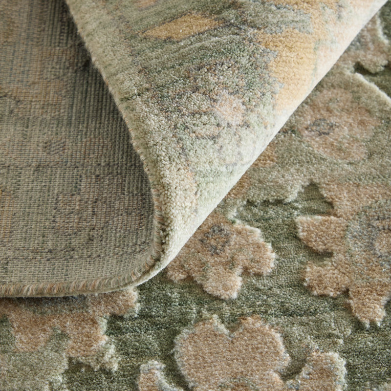 Tapis vert floral et botanique Jaxson, Rectangle 5 pi x 7 pi 6 po