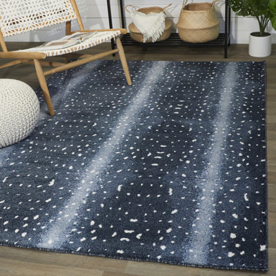 Tapis rayé abstrait bleu marine Fasti