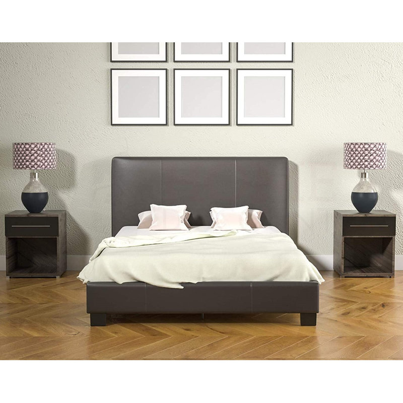 Morano Upholstered Bed with Mattress, Brown, Double (4'6), Flex 1000
