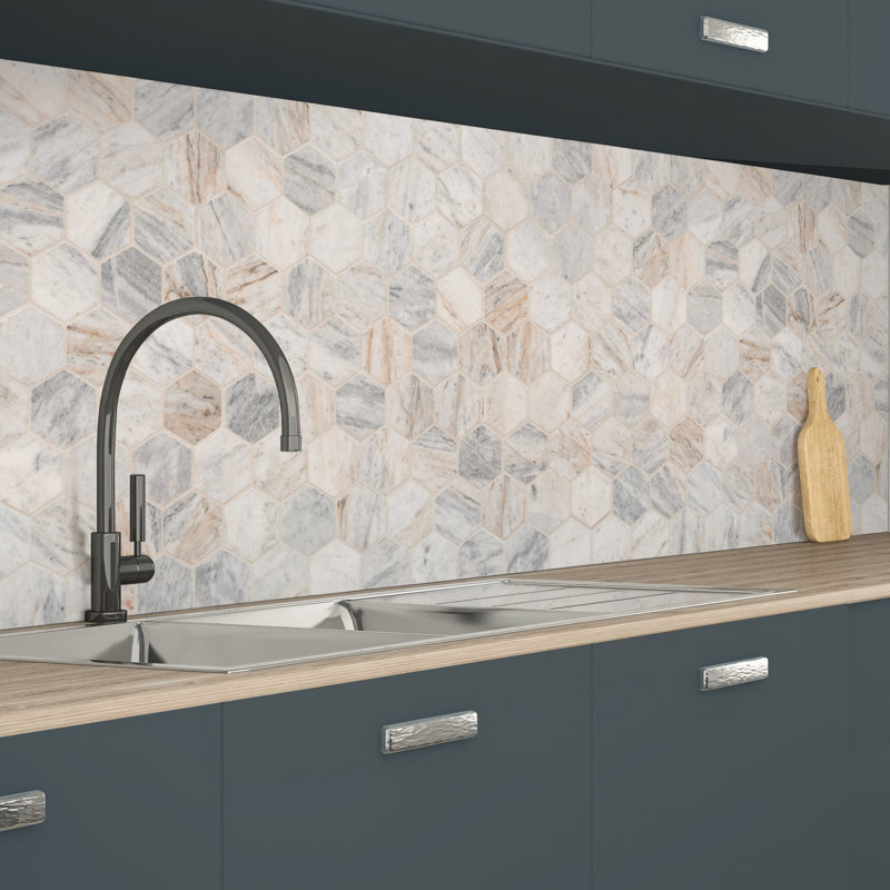 Terra Bella Hexagon 12 in. x 12 in. Honed Marble Mosaic Floor and Wall Tile
