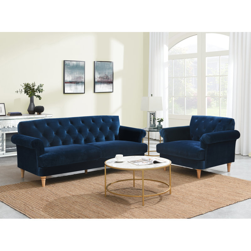 Keedysville 2 - Piece Velvet Living Room Set, Midnight Blue