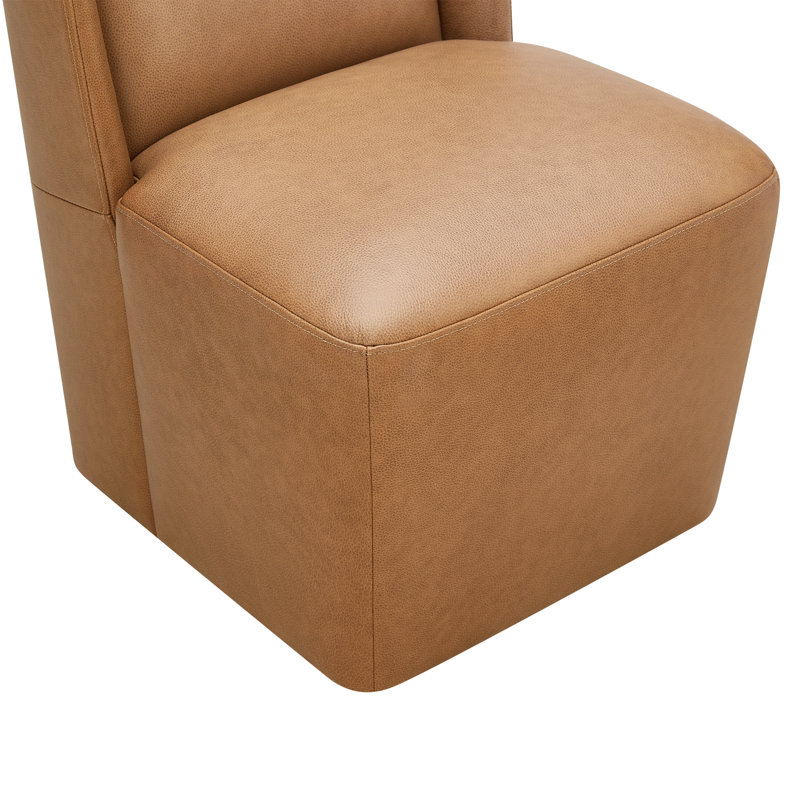 Chaise d'appoint rembourrée en cuir véritable Ardeth, 33" H x 23" W x 24" D, Cuir noyer York