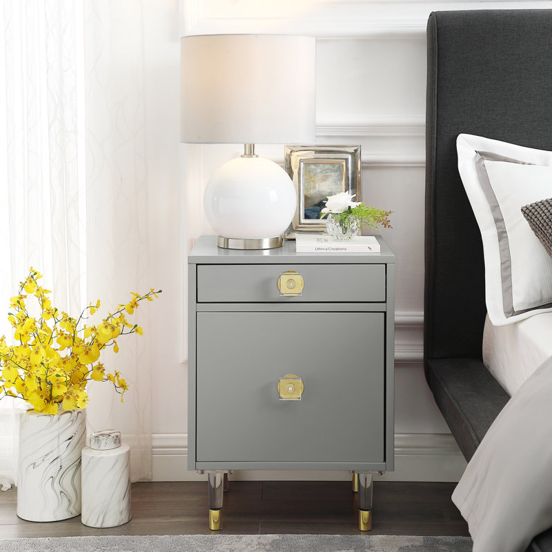 Heather Side Table/Accent Table/Nightstand For Bedroom, Light Gray