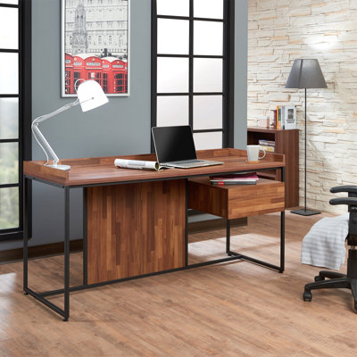 Bureau d'écriture 1 tiroir en noyer et sable noir