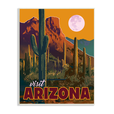 «Visit visit Arizona Brilliant Desert Sky Arid Végation», art mural par David Owens Illustration