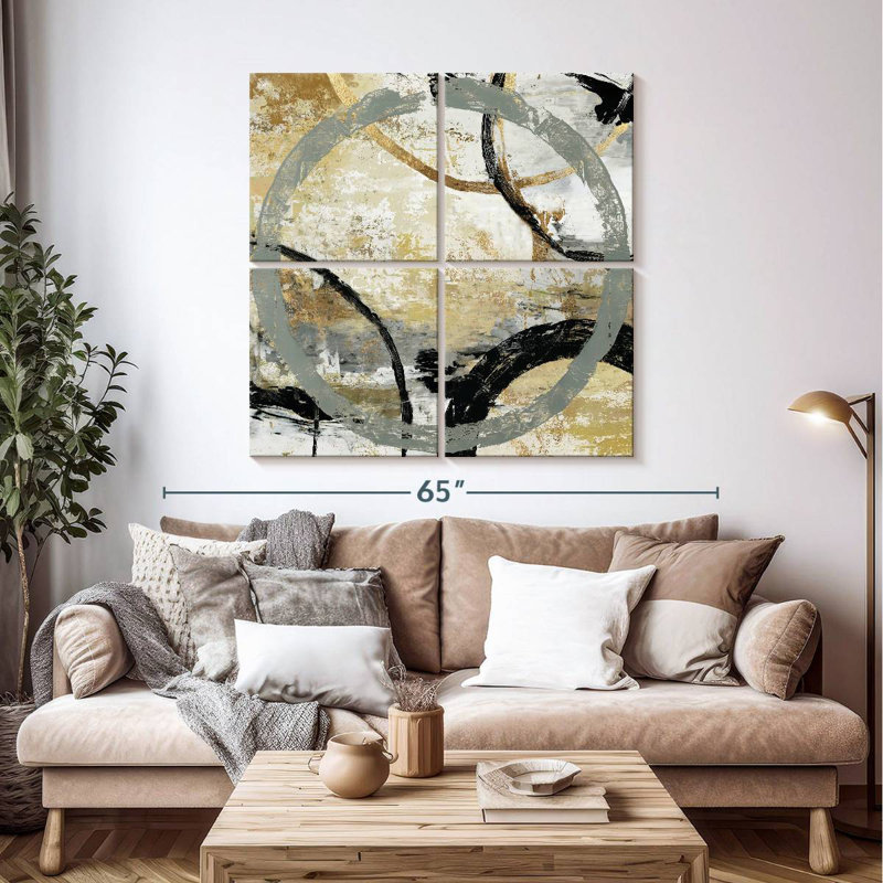 Avery Gold And Black Rings, 45'' H x 45'' W