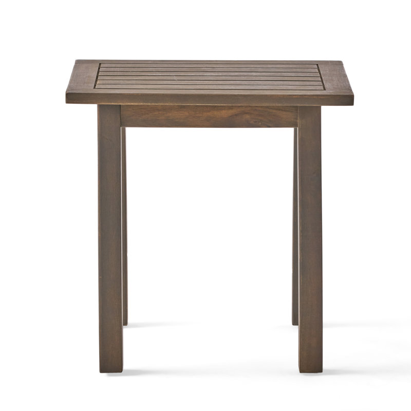 Outdoor Gray Wood Accent Table - 19.53 Inches High, 14.92 Depth, 19.3 Width For Patio Ambiance Stylishly Slatted With Finish D X W H And Pool Decks