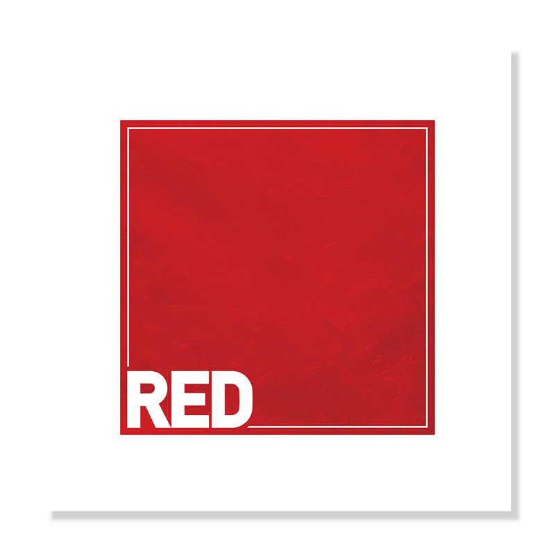 Impression sur papier roulé rouge, H 16 po x l 16 po x P 1 po