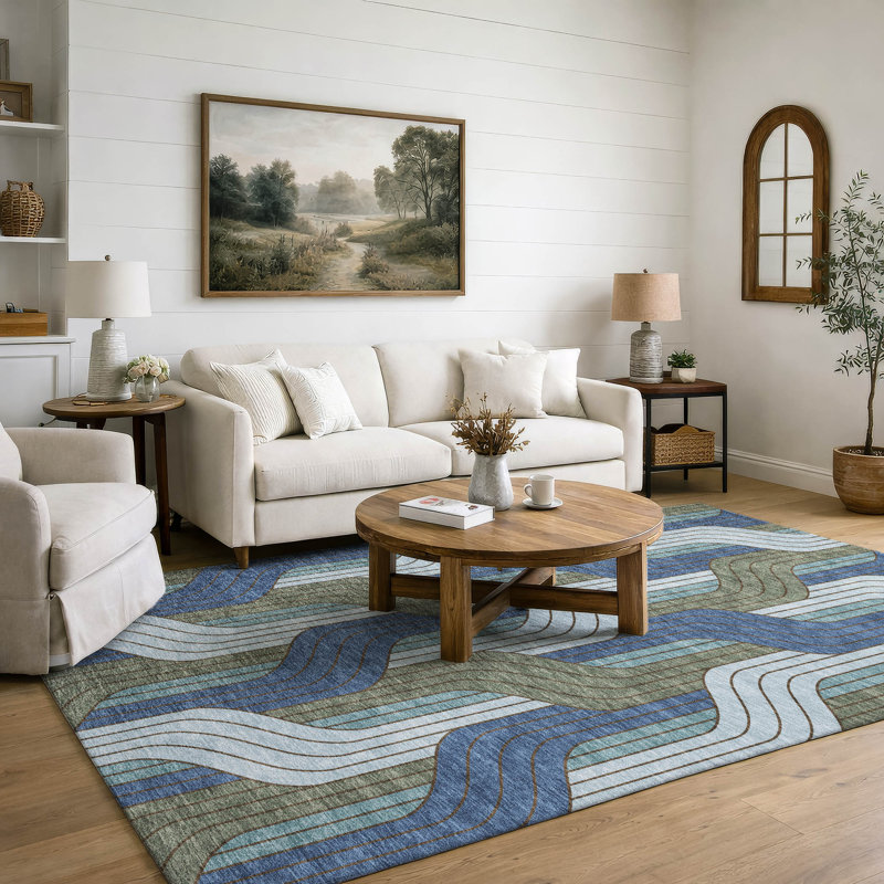 Tapis de qualité supérieure lavable à la machine Mayfield AMF2422, Marine, 5 pi x 7 pi 6 po