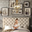 Structure de lit rembourrée en tissu avec tête de lit réglable / style Chesterfield / support à lattes de bois-472233130-472233128
