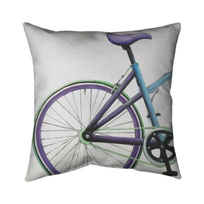 Blue and purple bike - 20"x20" Throw pillow cover - Poly twill - Print on demand