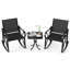 Ensemble de chaises berçantes 3 pièces avec 2 chaises berçantes et table d'appoint en verre trempé noir-283547767