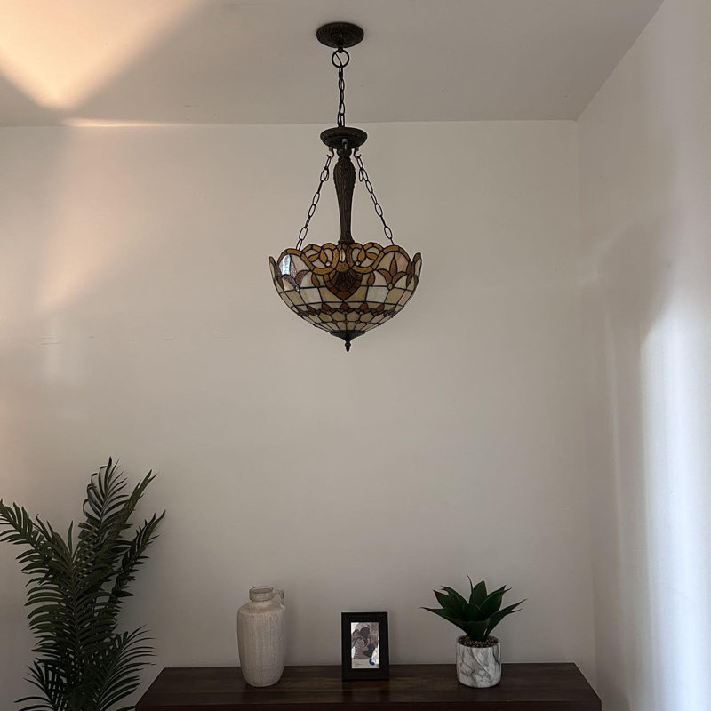 Luminaires suspendus en verre coloré de style baroque Tiffany Chandeliers inclus l 16 po x P 16 po x H 60 po