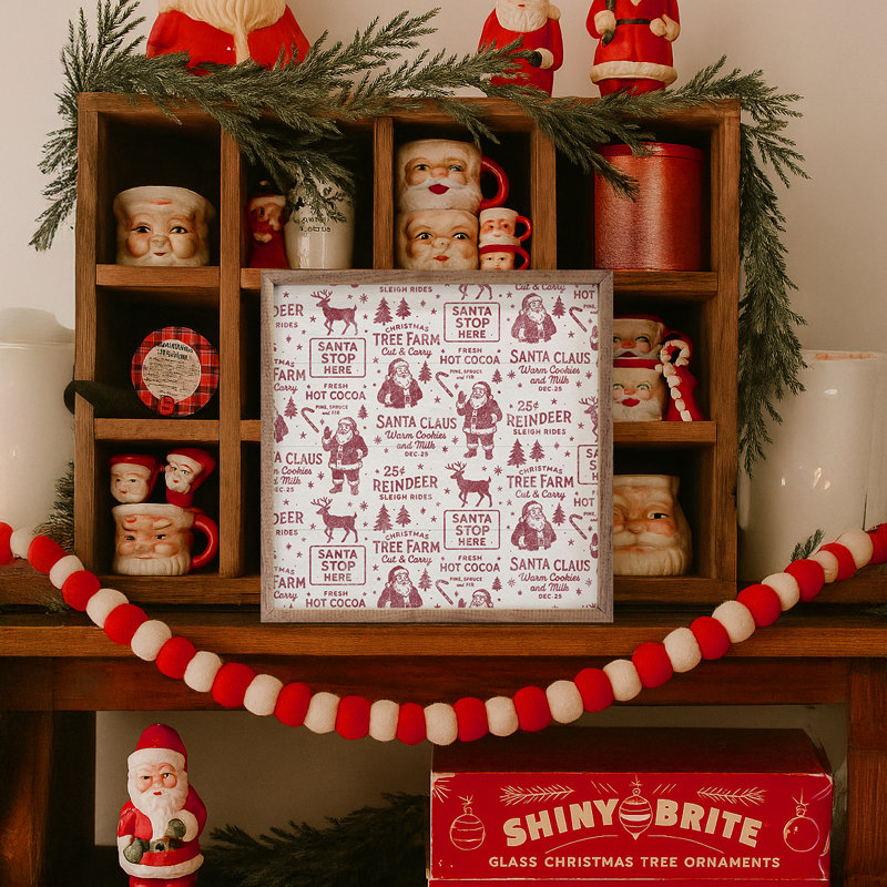 Motif de Noël blanc, H 16 po x l 16 po, Rouge