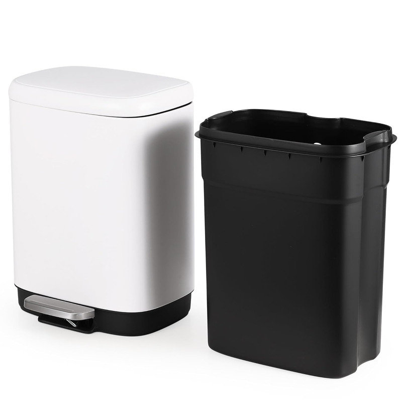Poubelle en acier inoxydable de 3,2 gallons avec couvercle à fermeture en douceur et pédale pour la cuisine, le bureau et la salle de bain