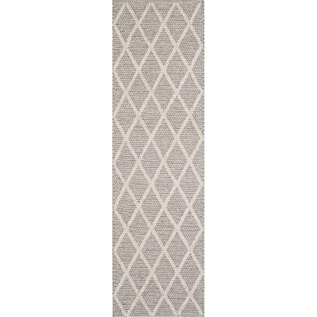 Russo Gray Hand-Woven Geometric Flatweave Rug, Runner 2'3" x 14'