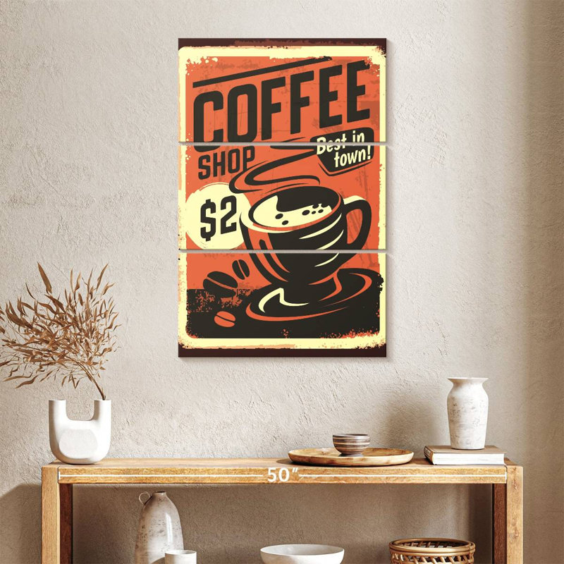 Affiche de café rétro, H 38 po x l 24 po