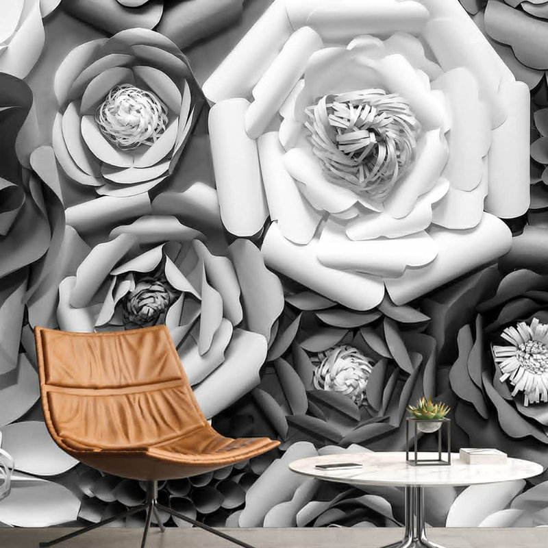 Adhésif mural collage fleur rose, L 100 po x l 144 po