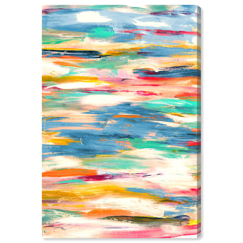 " Abstract Blue/Yellow/White Bayou " by Oliver Gal Painting Print, Wrapped Canvas, 54" H x 36" W