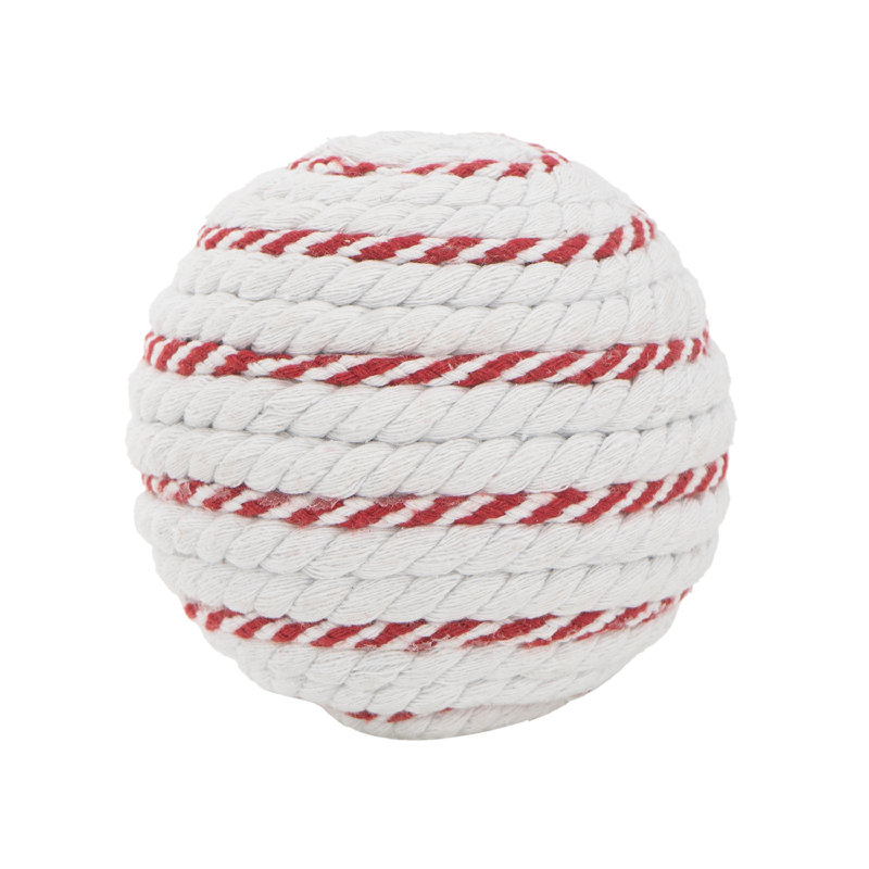 Ornement boule rayée menthe poivrée
