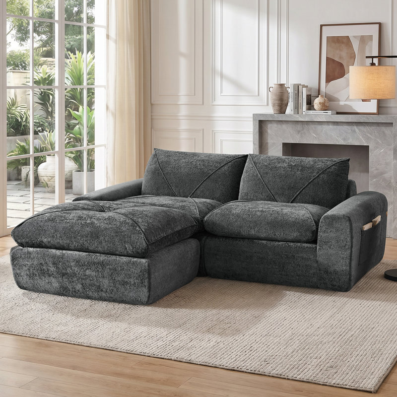 Canapés modulaires Boneless, 30" H x 85" W x 71" D, Gris chenille
