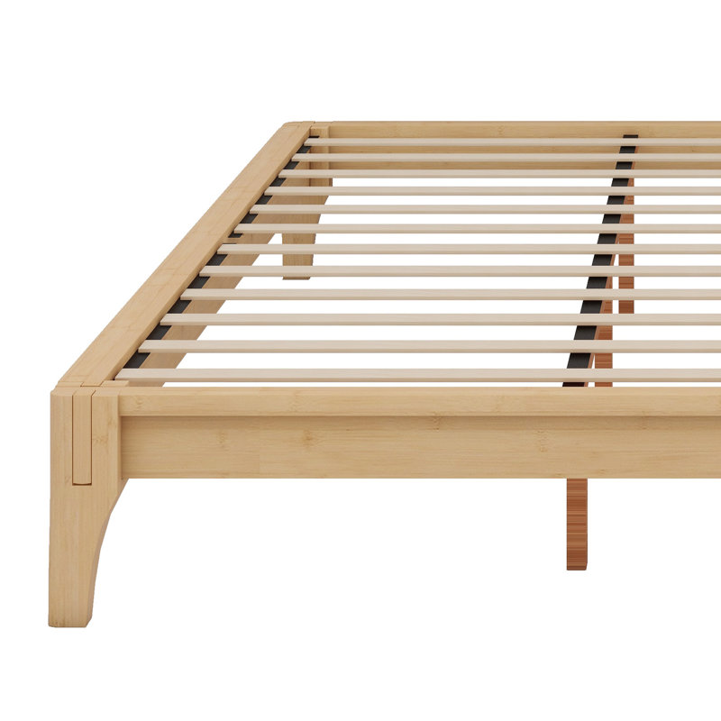 Base de lit plateforme en bois de bambou, Naturel