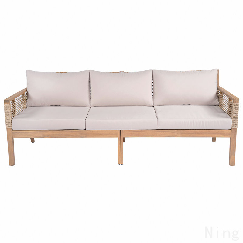 Canapé d'extérieur en bois d'acacia à 3 places pour la terrasse