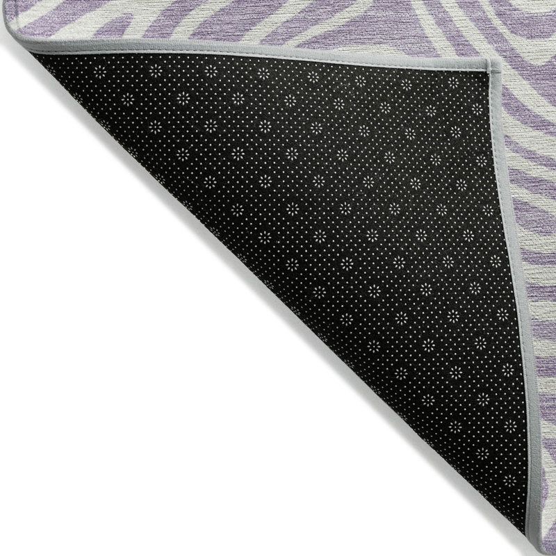 Lavender and White Flat Woven Synthetic Runner Rug