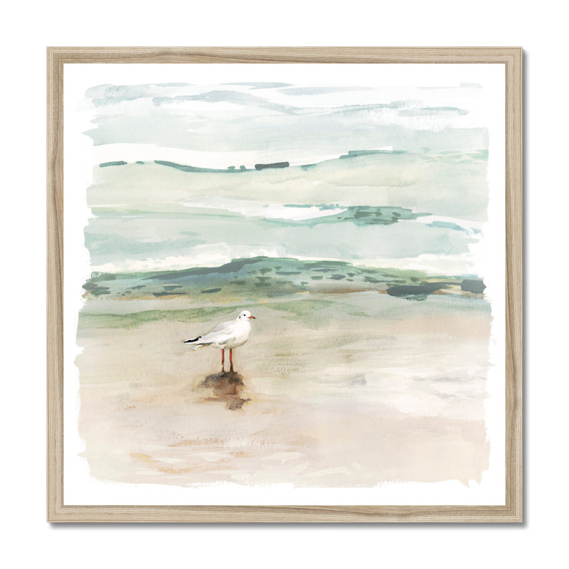 Seagull Cove I by Victoria Borges - Painting, Natural Wood Framed Paper Print, 55cm H x 55cm W