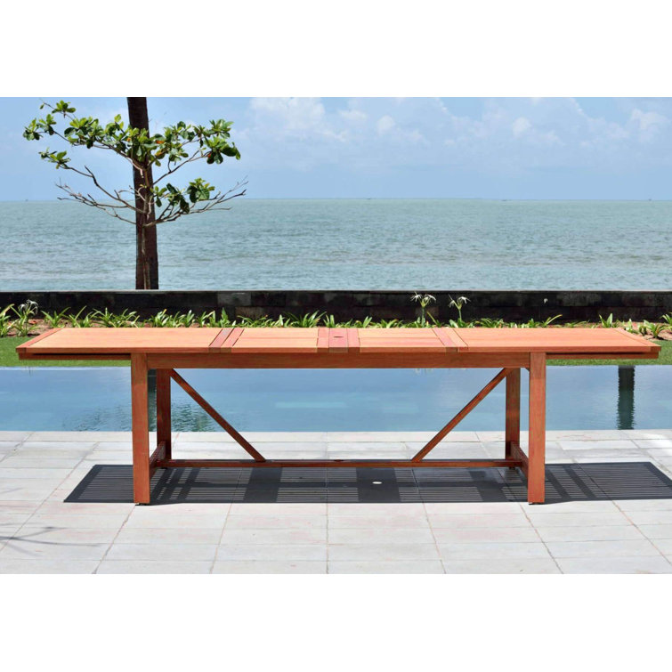 Alyisa Extendable Rectangular Eucalyptus Outdoor Dining Table