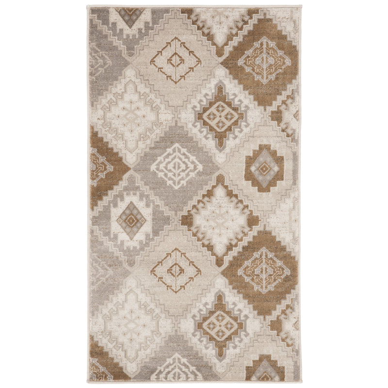 Tapis en polypropylène tissé à la machine Gorch Southwestern, Rectangle 2 pi 4 po x 4 pi
