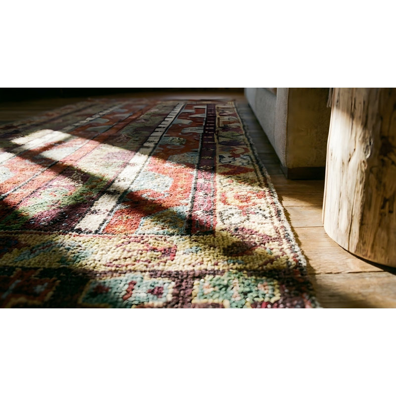 Antique Yastik Turkish Geometric Knotted Rug