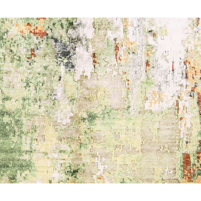 Himalayan Art Hand Knotted Area Rug in Gray/Green/Rust/Ivory, Rectangle 6' x 9', No Pattern and Not Solid Color