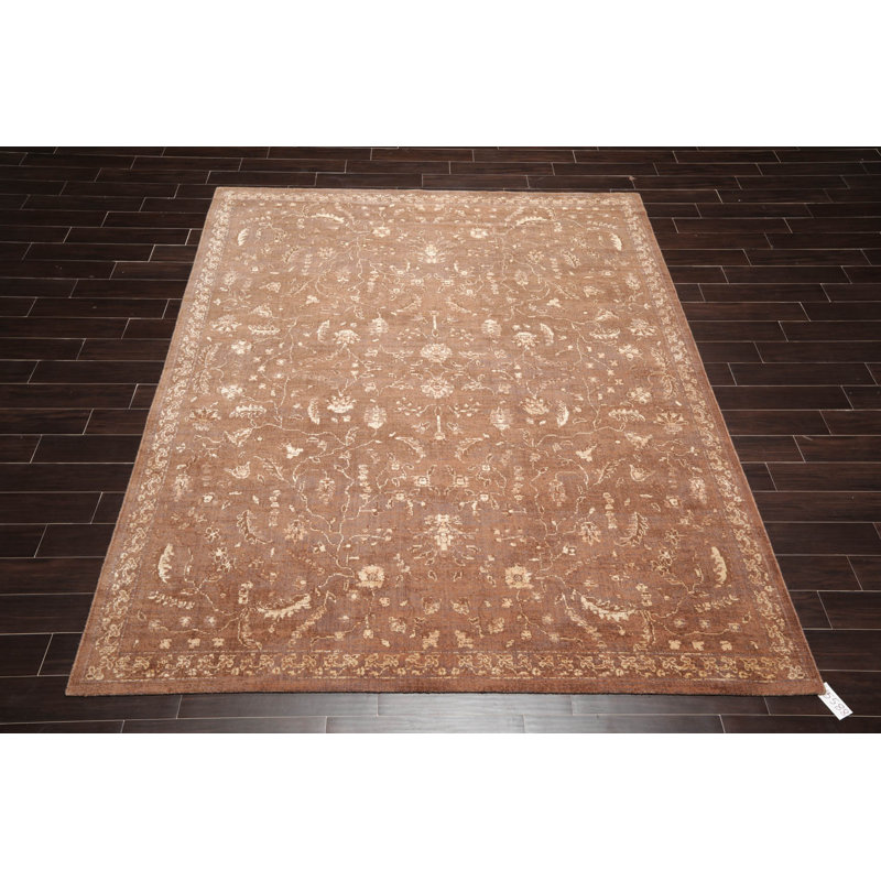 Tapis oriental oriental rectangulaire en laine brun 7 pi 1 po x 9 pi