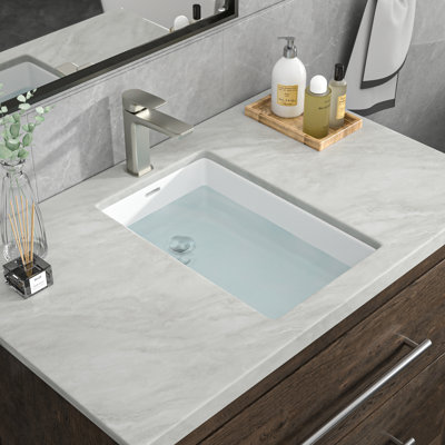 Lavabo de salle de bain rectangulaire encastré en céramique avec trop-plein MOCOLoo L 20 po x l 13 po